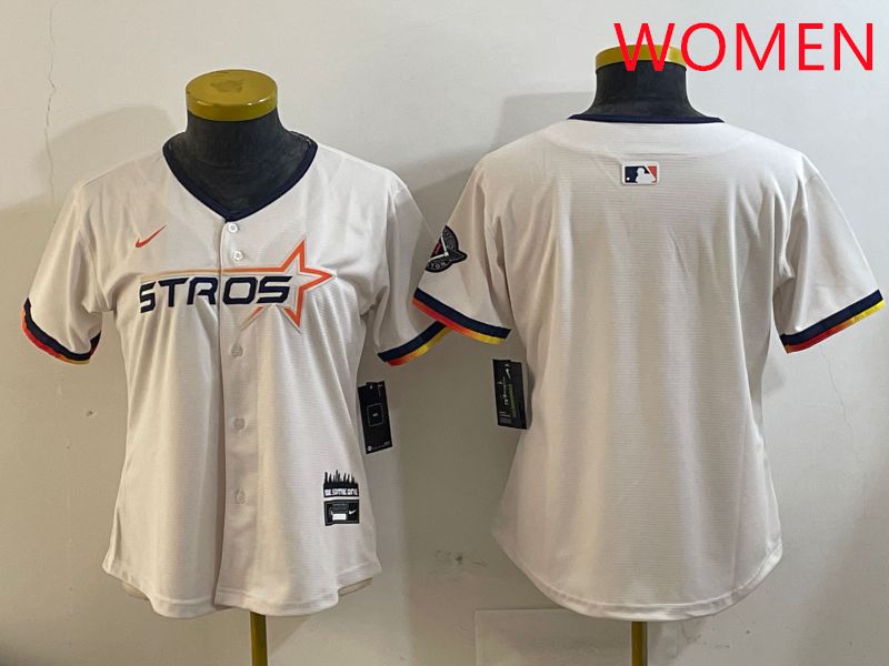 Women Houston Astros Blank Cream Three generations Joint Name 2025 Nike MLB Jersey style 410->women mlb jersey->Women Jersey